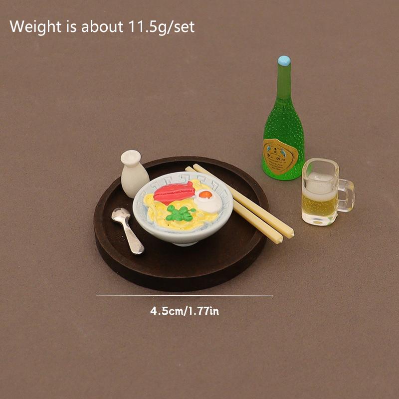 7PCS/set Doll House Accessories 1:12 Dollhouse Miniature Eel Rice Caviar Sake Lamian Noodles Kitchen Model Decor Toy