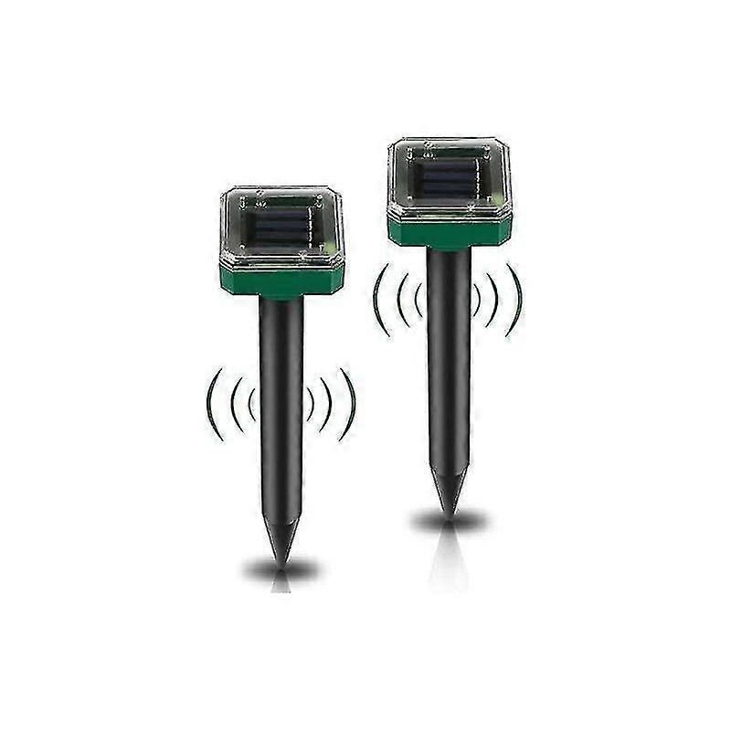 2 Pack Solar Powered Ultrasonic Rodent and Groundhog Repellents for Lawn, Patio, and Garden