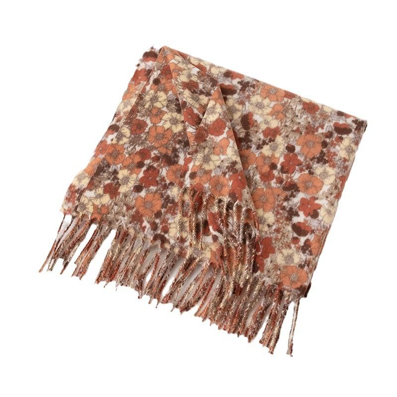Caramel Color Daisy Scarf For Girls With A Sense Of Luxury, Cold Protection, Warm Neck, Air-Conditioned Room Shawl