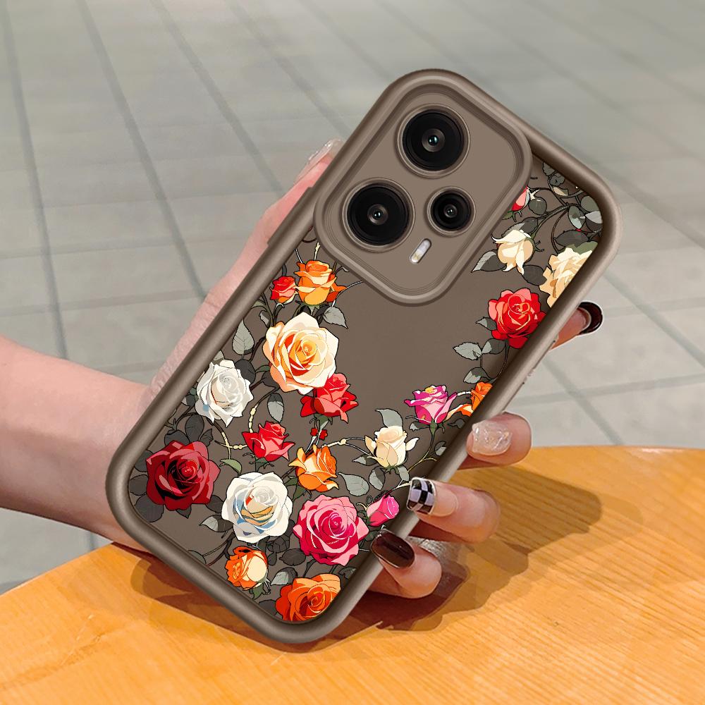 

Мягкий силиконовый квадратный чехол с рисунком лестницы для телефона, полное покрытие, противоударный защитный резиновый чехол для камеры для Xiaomi Redmi Xiaomi Poco C55 коричневый