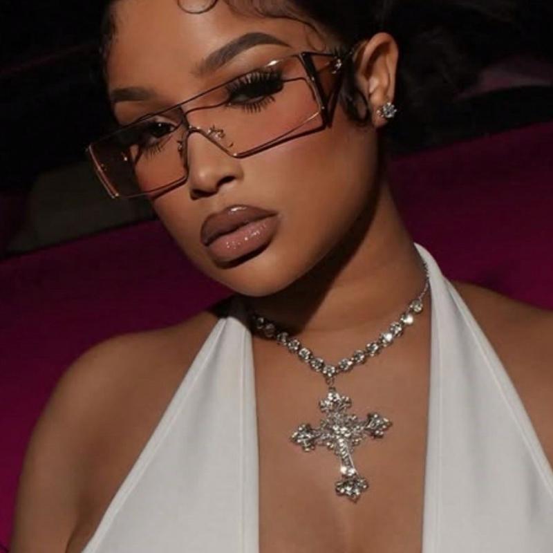 1PC Metal Frame Fashion Glasses Vintage Fashion Glasses Beach Camping Accessories For Women Shades Basics Business Casual Woman Vacation Outfits Women