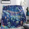 Colorful marine organisms Print Flannel Blanket,High quality Comfortable for All Seasons,Home Decor,Warmth and Comfort,Perfect for Christmas Gifts