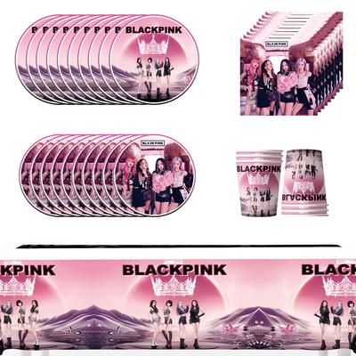 A Louça de Mesa para Festa de Aniversário Blackpink inclui Pratos Guardanapos Toalhas de Mesa Copos