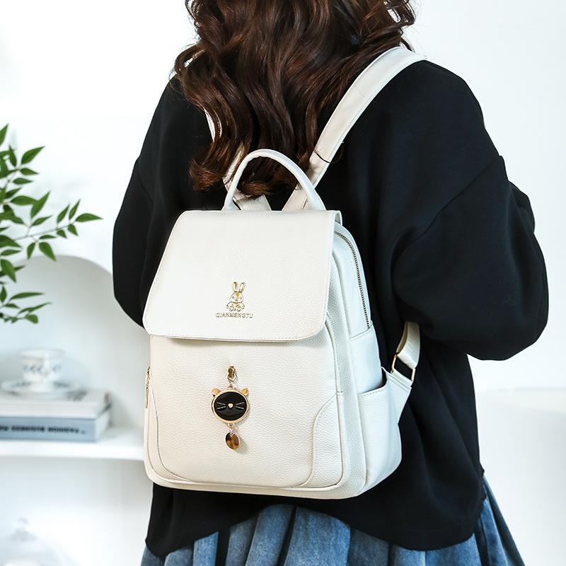 Backpack Women's Bag Large Capacity Soft Leather Backpack Travel Bag