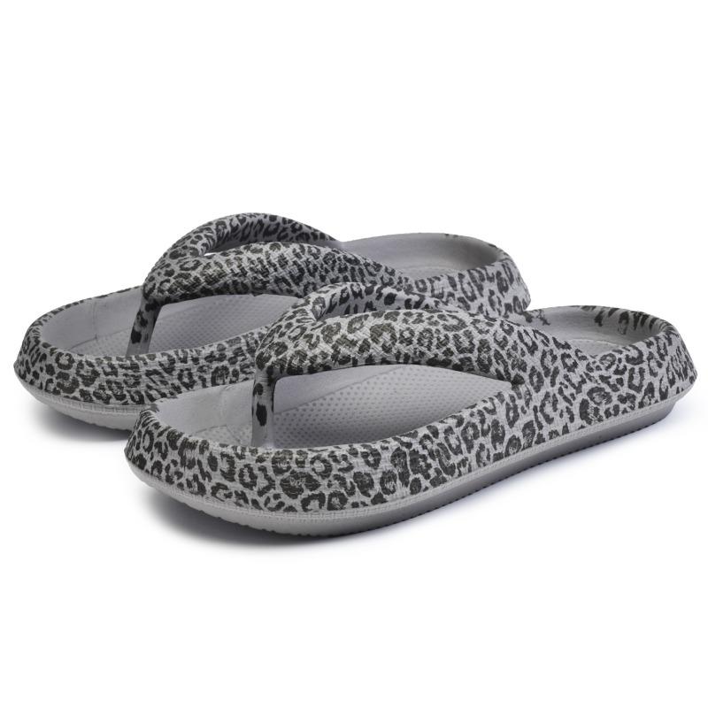 

Летние парные шлепанцы с леопардовым принтом, мужские сандалии на толстой подошве, женские сандалии 36/37 серый