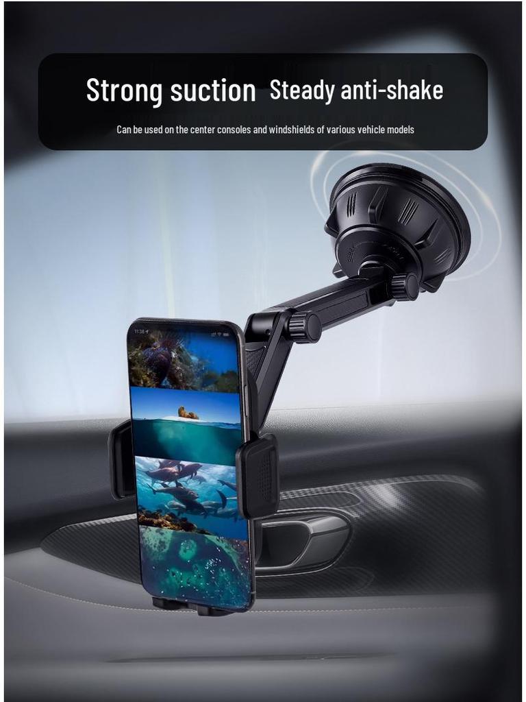 Telescopic Car Phone Holder with Suction Cup and Air Vent Mount