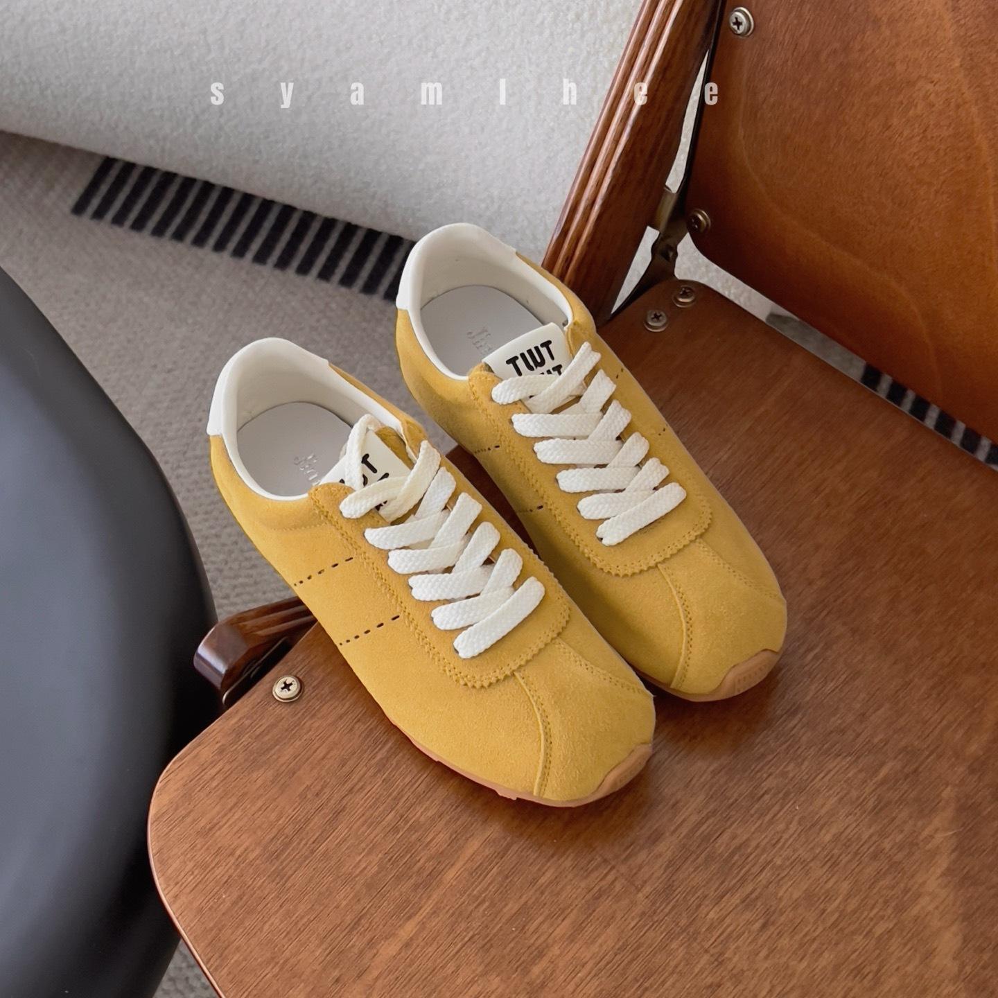 

Новинка ранней весны, женские туфли из мягкой кожи в стиле ретро на плоской подошве, однотонные, на шнуровке, повседневные спортивные 40 жёлтый