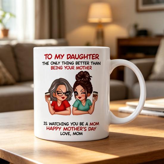 Ceramic Mug for Daughter Personalized Coffee Cup with Non-Slip Handle High-Temperature Fired Multi-Use Gift for Mother's Day Birthday Christmas
