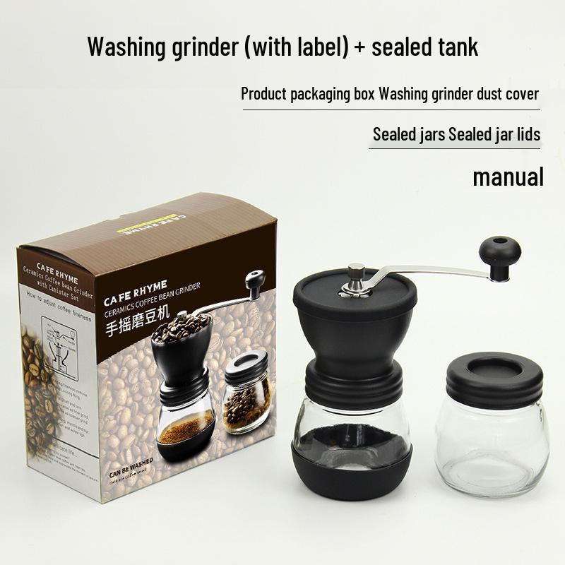 Набор для пуровера: Ручная кофемолка, Кофеварка, Фильтровальная бумага и Сервировочный кофейник.