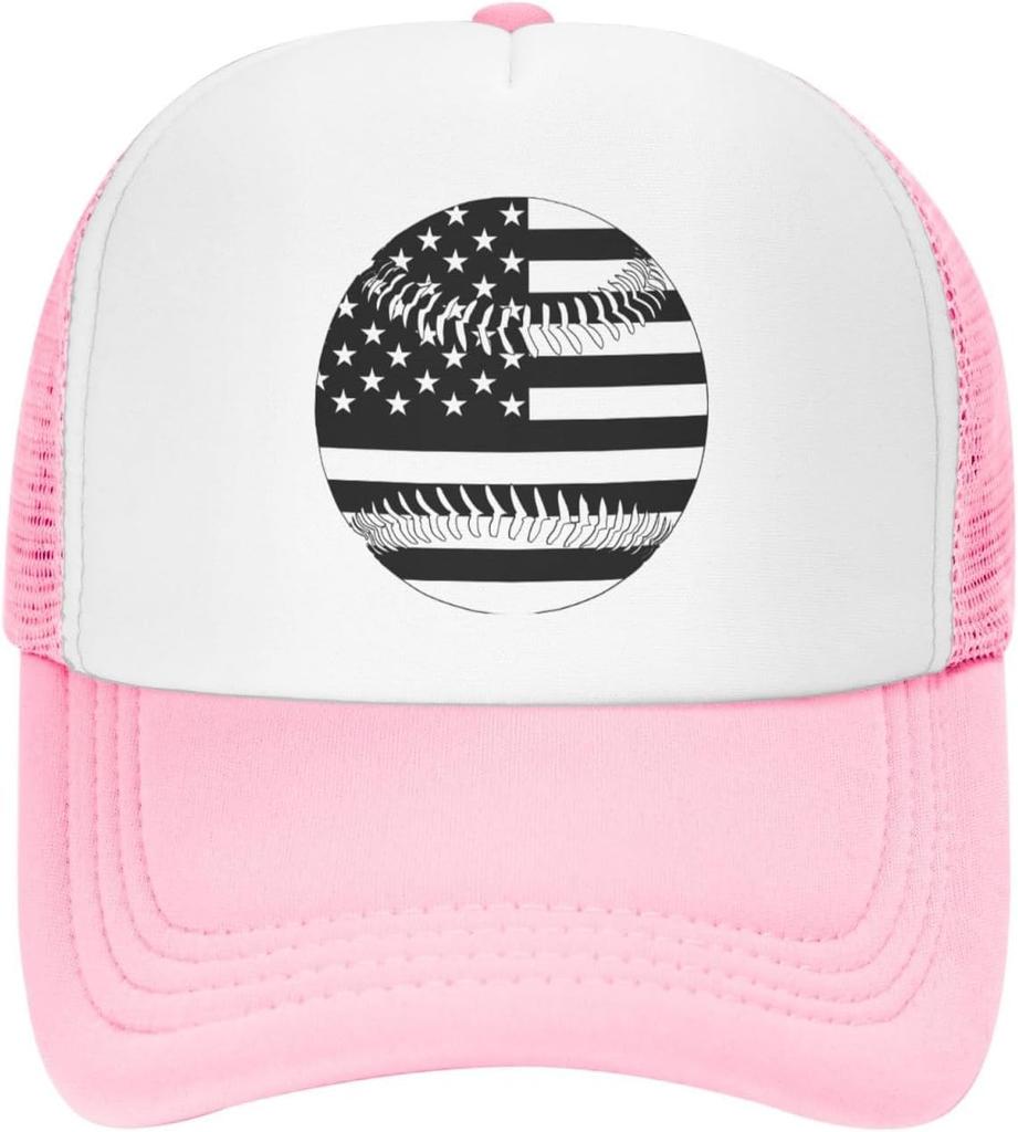 Baseball Amerikanische Flagge Grafik Trucker-Kappe Atmungsaktives Netz Verstellbar Lässige Kappe für Männer Frauen