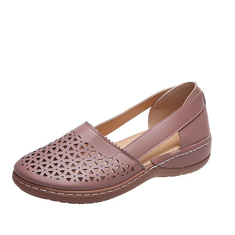 New style women's hollowed-out solid color casual everyday sandals with wedge heel, plus size.