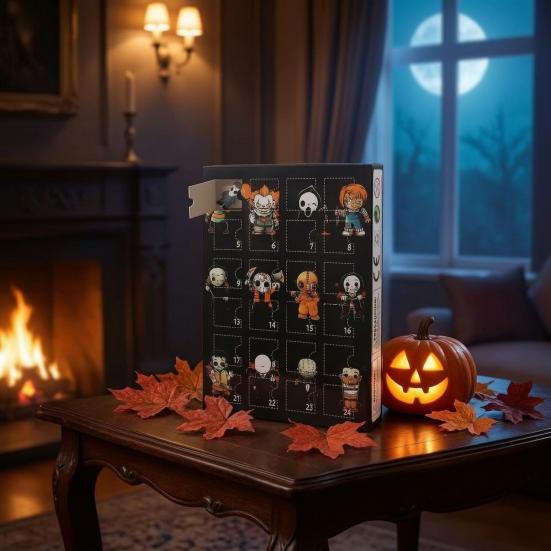Halloween Adventskalender 2026, 24-Tage Countdown-Box, Gruselige Feiertags-Mitgebsel für Kinder Erwachsene, Horror-Themenkalender