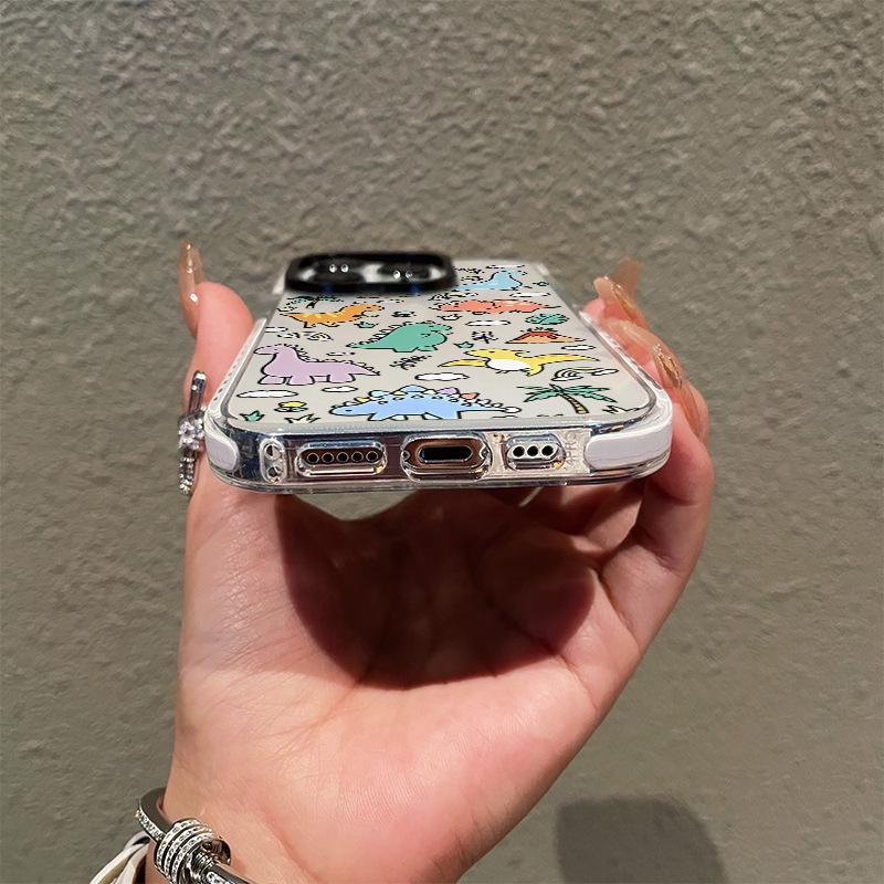 Summer New Fun Funny Little Dinosaur Iphone14 Transparent Mobile Phone Case Apple 17 Anti-drop Soft Case 16 Cute
