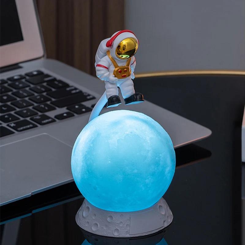 Night LED Light Battery USB Charging Astronauts Lunar Lamp Children Bedroom Bedside Desk Decoration Table Lamp Night Lights