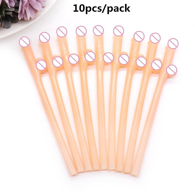 10Pcs Cuticolor Penis Straws Bride Shower Sexy Hen Night Willy Drinking Penis for Bar Bachelorette Party Novelty Nude Straw