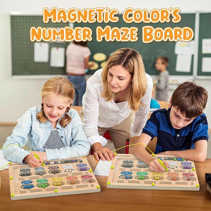 Children'S Wooden Early Education Magnetic Ball Pen Operation Color Classification Basketball Position Educational Toys