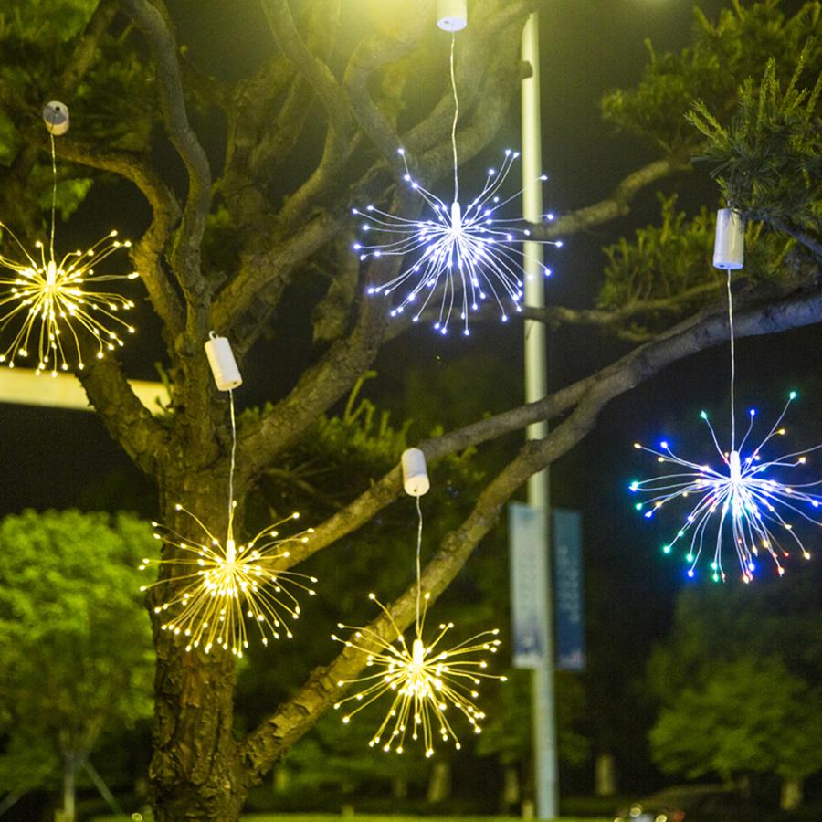 LED-Hängebaumbeleuchtung mit Fernbedienung, Feuerwerksfunktion, Hofbeleuchtung, stimmungsvolle Dekoration