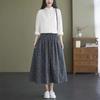 Spring and Autumn Women's Medium-length Casual Cotton Skirt, Loose Fit, Elastic Belt and Pockets