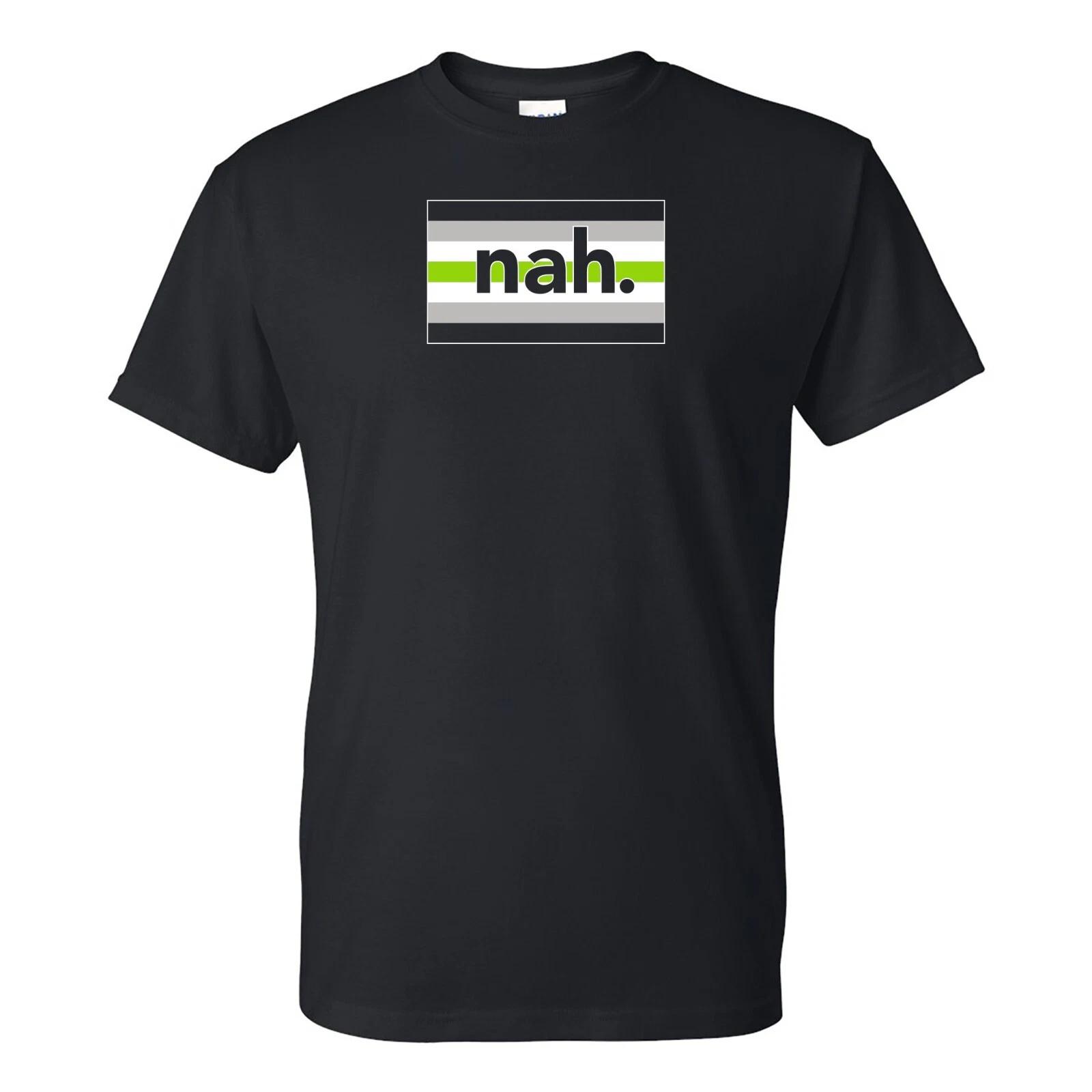

Agender Flag Nah - Nonbinary Pride Motth Funny Nope No Thanks T Shirt - Black L