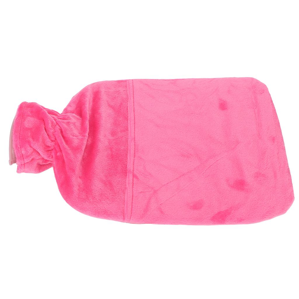 Hot Water Bottle with Plush Cover Men Women 2L PVC Soft Hot Water Bag for Neck Shoulder Soreness Pink