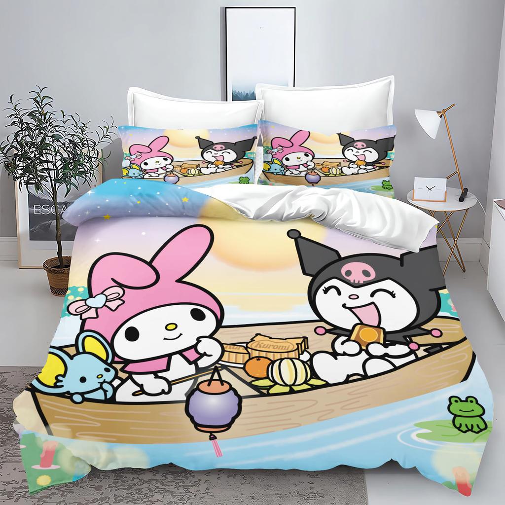 Kuromi My Melody Sanrio Series Printed Bedroom Bedding Set Duvet Cover Christmas Gifts Comforte Cartoon With Pillowcase