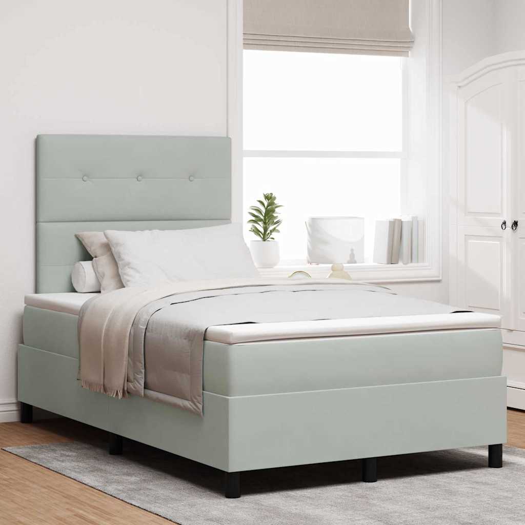 Box Spring Bed with Mattress Light Grey 120 x 200 cm Velvet