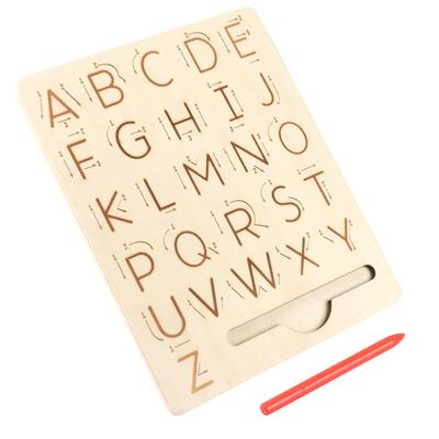 Kinder Schreibübung Holz Alphabet Tafel Alphanumerisch Handschriftliche Spur Kopie Rille Montessori Spielzeug