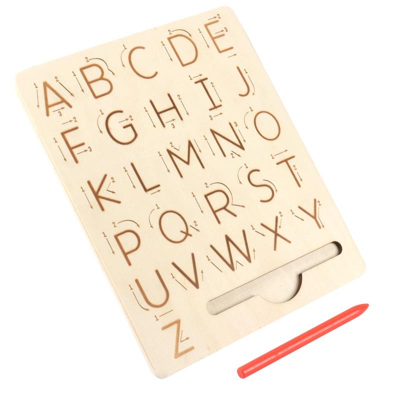 

Children Writing Practice Wooden Alphabet Board Alphanumeric Handwritten Track Copy Groove Montessori Toys