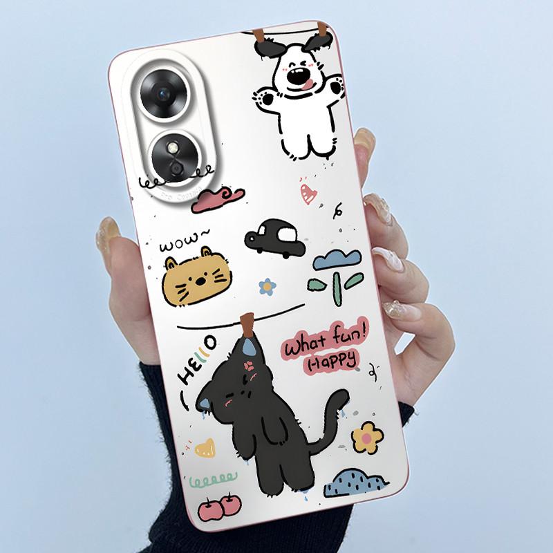For OPPO A17 A17K 2022 CPH2477 Case Back Cover Cute Panda Sweet Girls Soft Silicone TPU Phone Case Shockproof Protective Casing