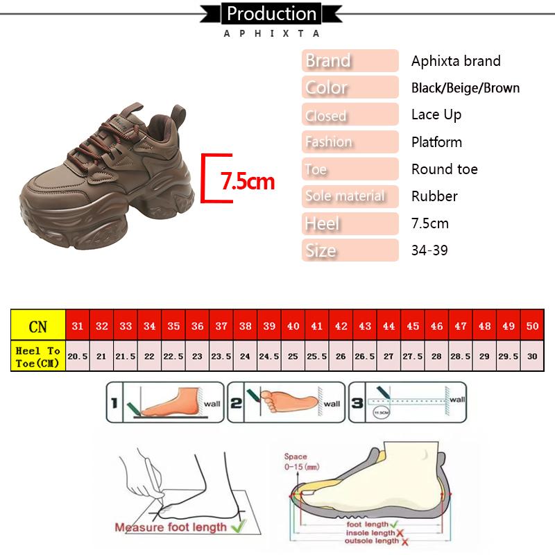 Fashion Aphixta Women Platform Sneaker Boots Brown Lace Up Autumn Winter Women Shoes Thick Botton Sole Boots Fashion Casual Shoes