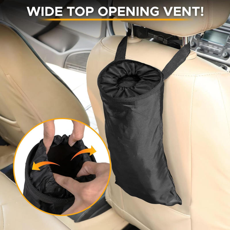 Black Multifunctional Car Mounted Suspended Garbage Bins Foldable Portable Storage Bag Vehicles Backrest Storage Bag