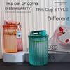 Frosted Coffee Cup 480ml Office Gift Cup Outdoor Portable Handy Cup Double Drink Plastic Water Cup with Rope Handle