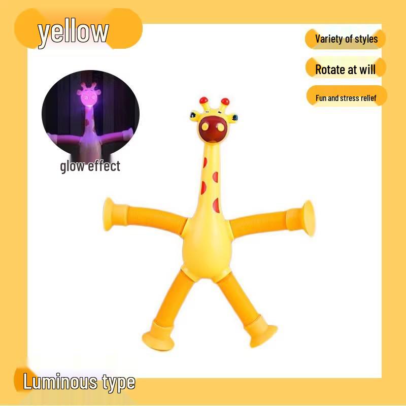 Giraffe Suction Cup Telescopic Stretch Tube Toy for Kids - Educational, Luminous, Parent-Child Interaction, Decompression
