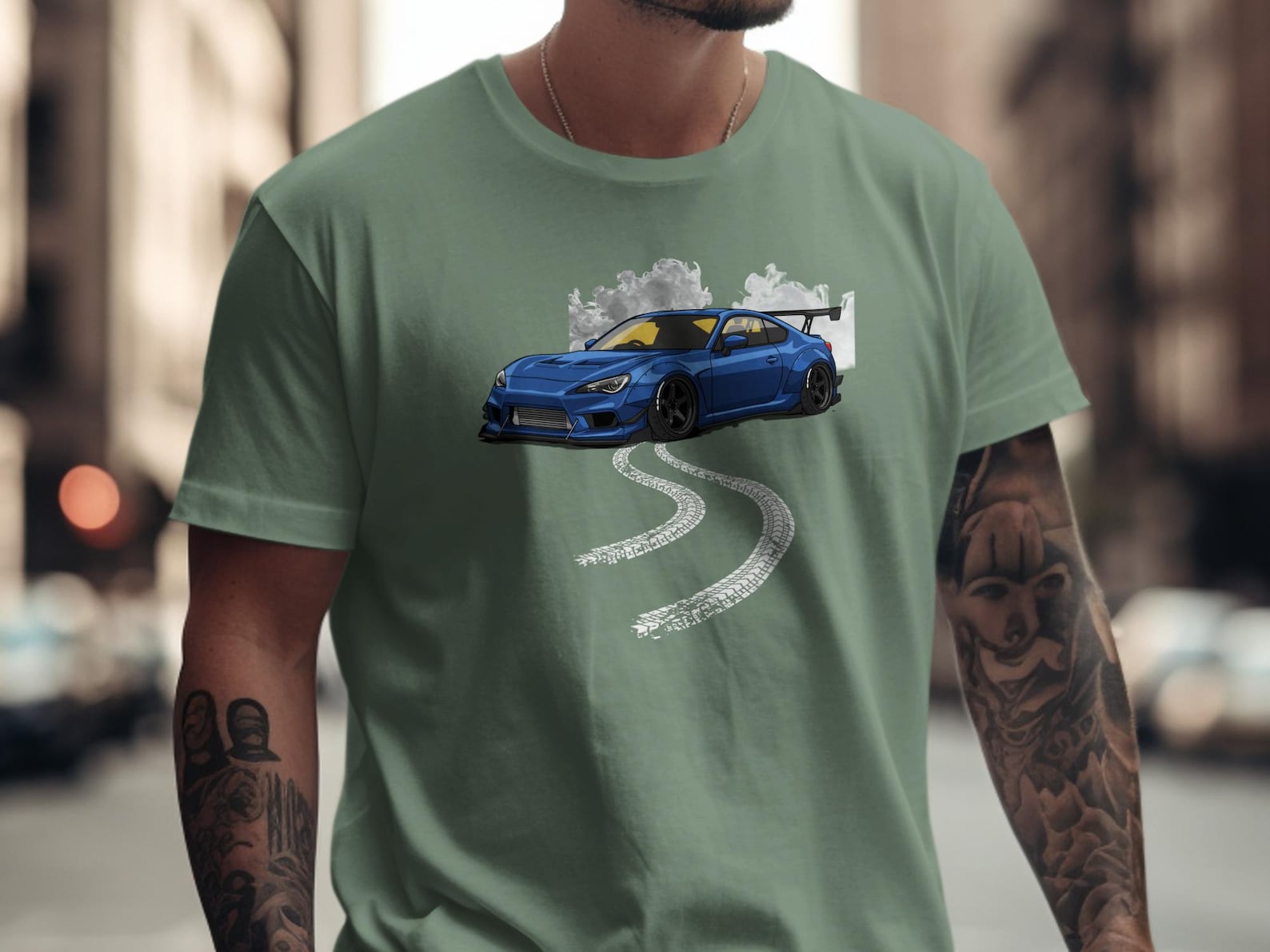 JDM Tuner Car T-Shirt, Blue Sports Car Graphic Tee, Automotive Enthusiast 4XL