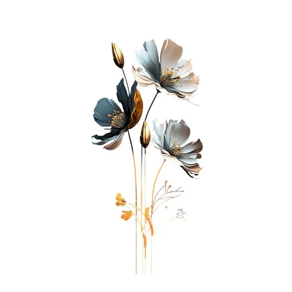 3D Lotus Background Decor Decals Retro Aesthetic Wallpaper Flower Wall Stickers  Bedroom