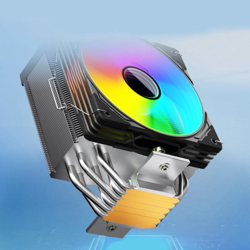 CPU Air Cooling FAN with 120mm PWM Fan ARGB Lighting and 6 Coppered and Aluminum Heat Pipes Efficient CPU Radiator