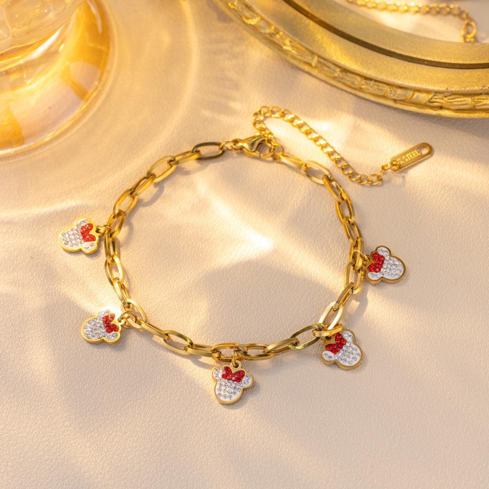 Elegant 18K Gold Titanium Steel Bracelets: European & American Fashion, Non-fading, Women's Versatile Personality Hand Jewelry