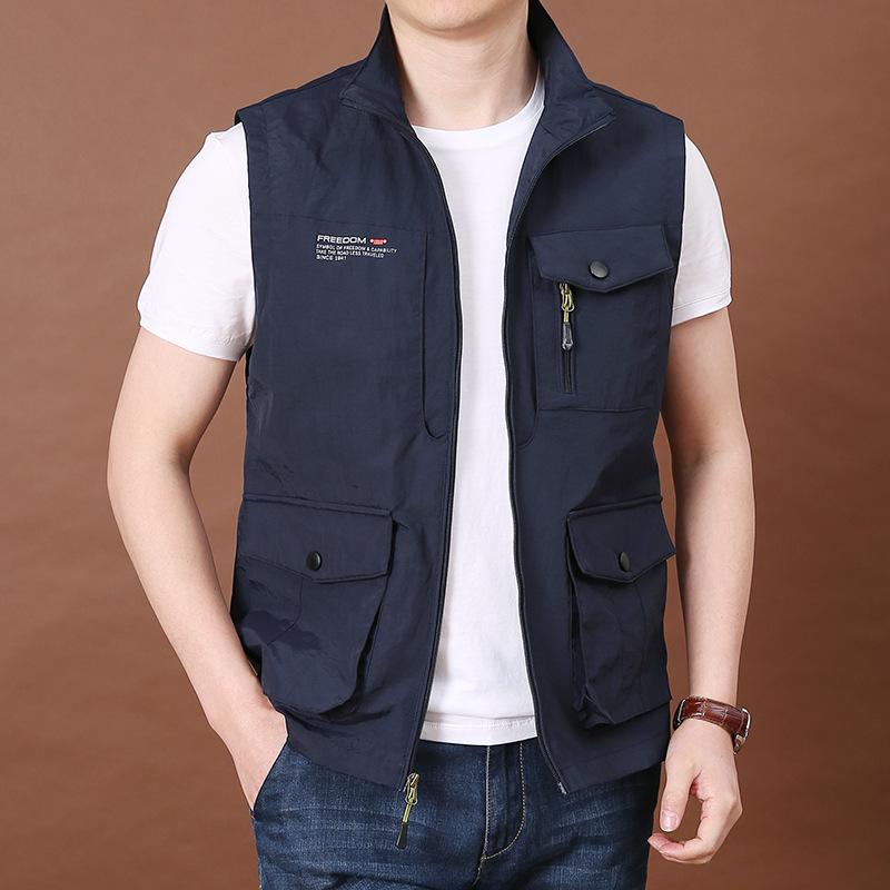 Men's Vest Jacket Men's Autumn Multi-Bag Workout Large Size Loose Outdoor Sports Photography Fishing Quick Dry Vest