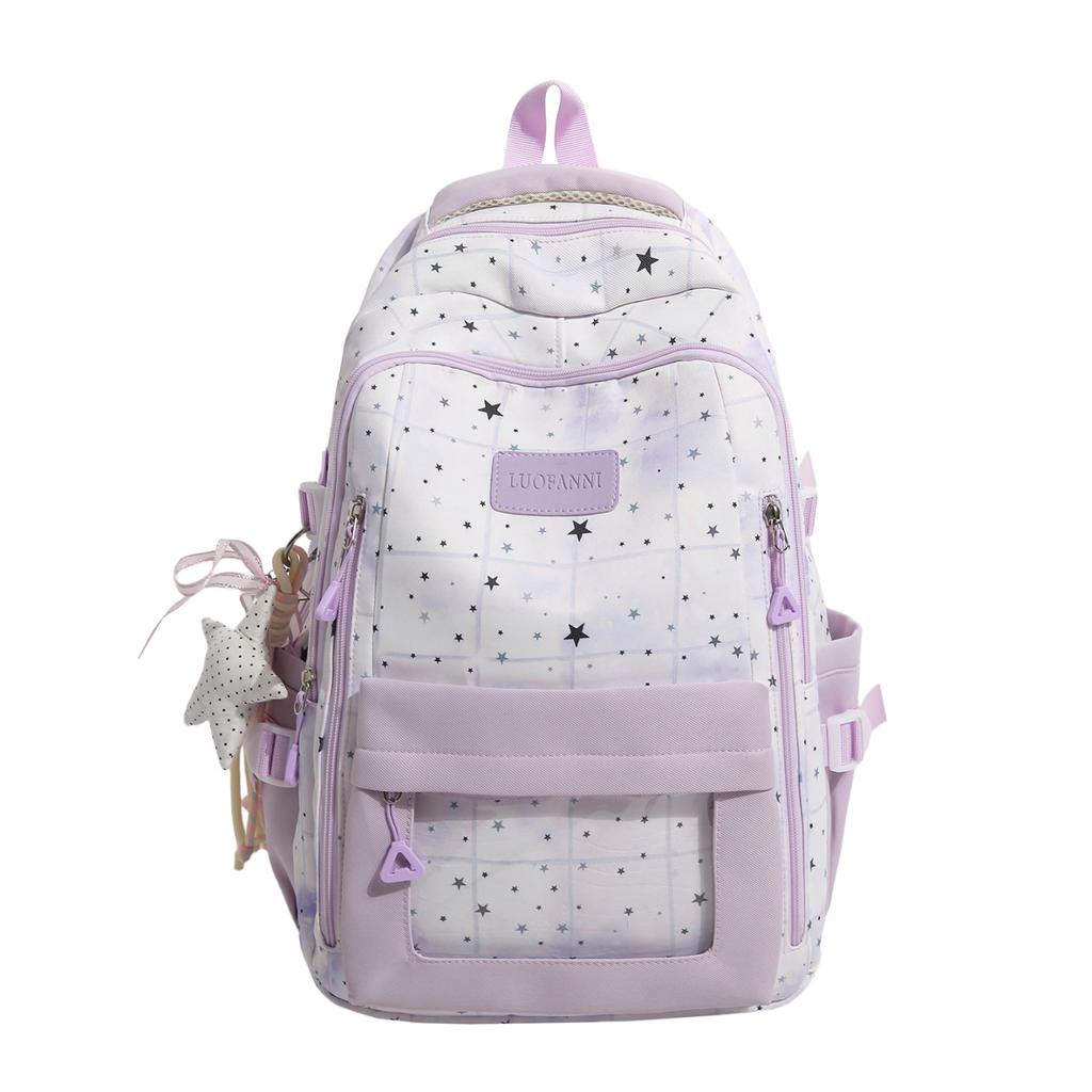 Schoolbag1011 Summer Star Pattern Backpack Female Elementary School Bag Large Capacity Lightweight Middle School Student Fashion Backpack