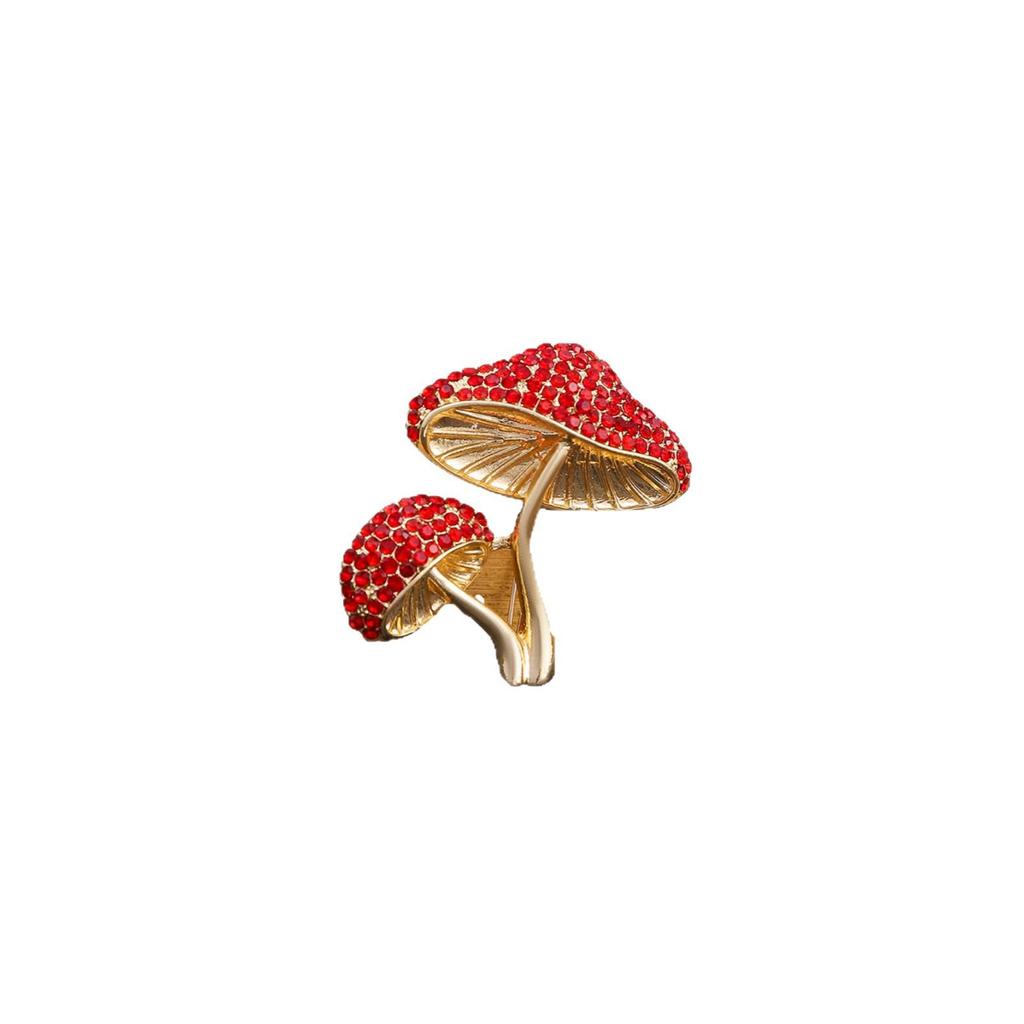 2025 Elegant Rhinestone Mushroom Brooch for Suits and Lapels
