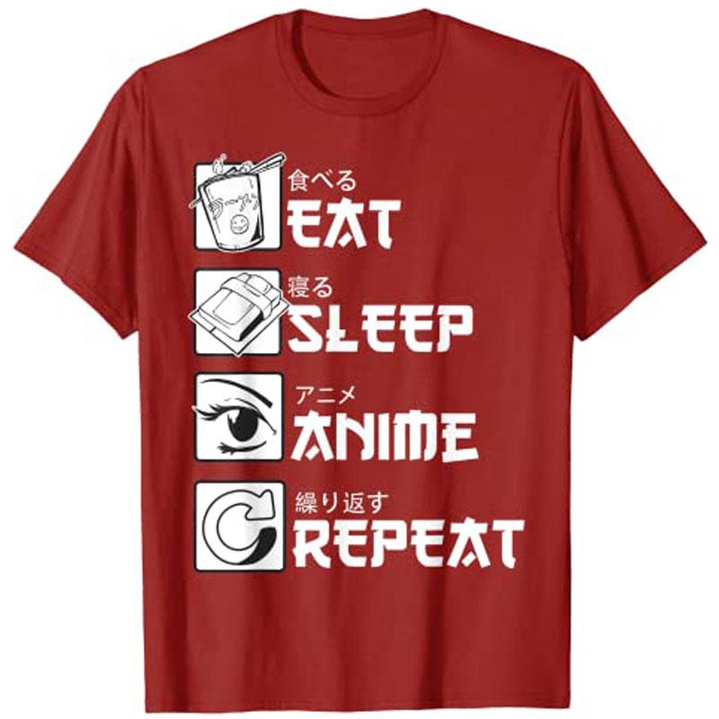 

Eat Sleep Anime Repeat Shirt Anime Unisexga Shirts Gifts TShirt Graphic Tee Y2k Letters Printed Sayings Tee Life Novelty Clothing S