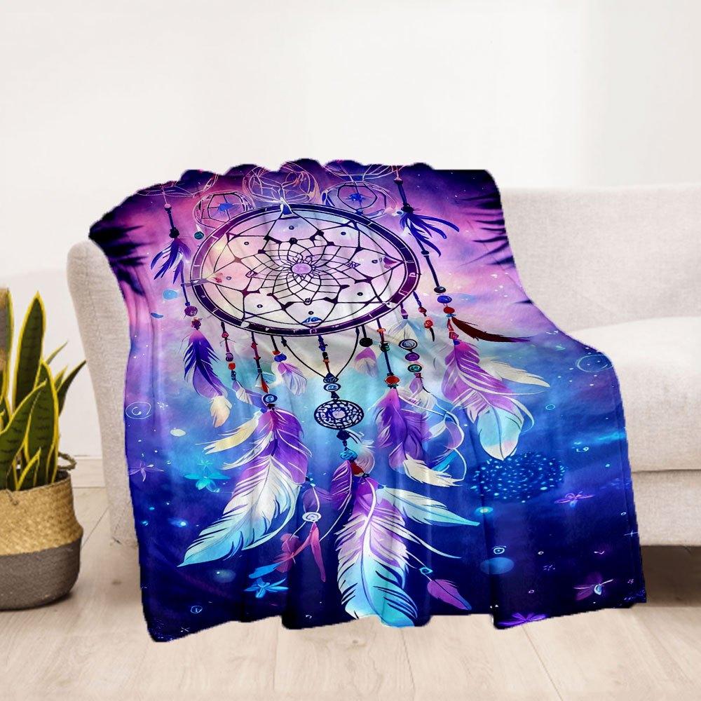 "Colorful Dreamcatcher Wall Art Decor"Blanket Flannel Throw Blanket for Sofa, Bed, Travel, Camping, Office