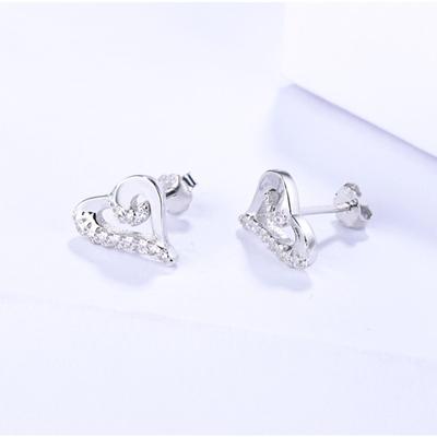 Korean Style Heart-Shaped Earrings S925 Sterling Silver Earrings Simple All-Match Allergic Earrings Female Stud Earrings Korean Style