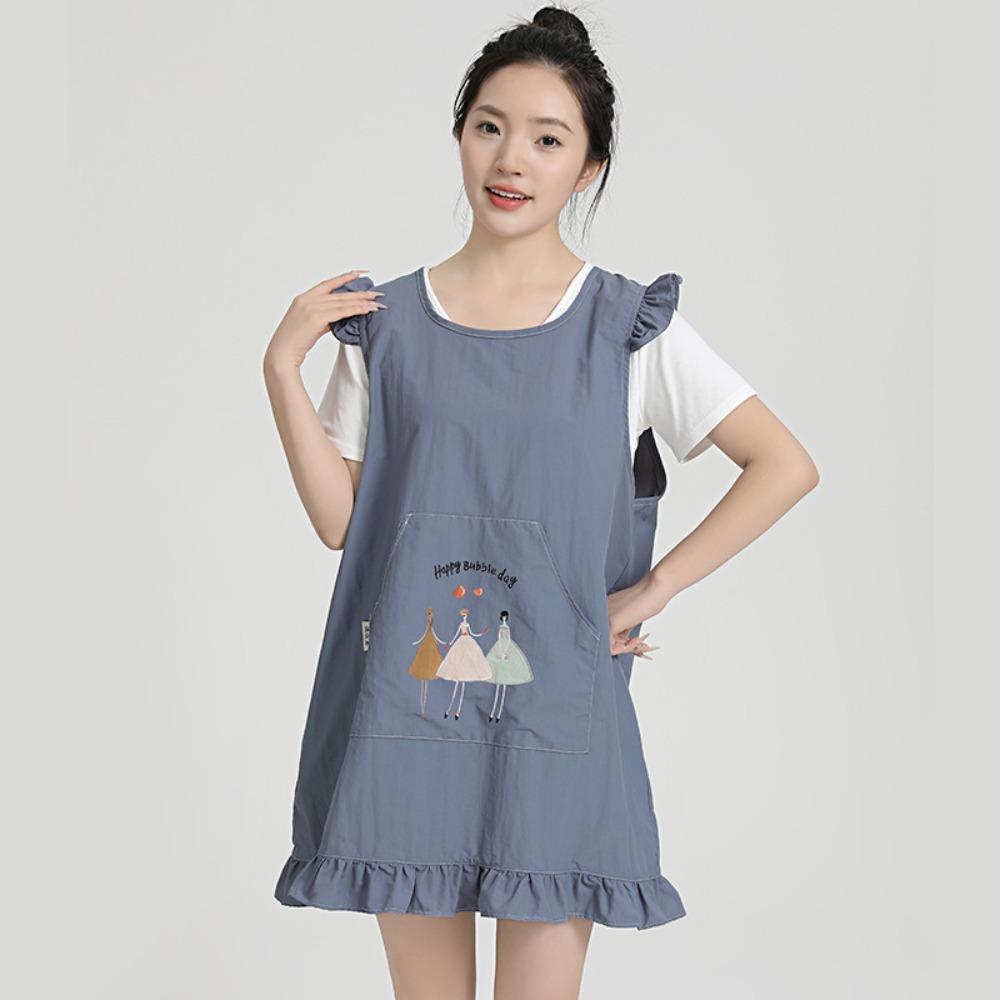 Waterproof Stain-Resistant Apron Wide-Shoulder Breathable Kitchen Aprons Inspired Vest Style Korean-Inspired Vest Adult Size синий