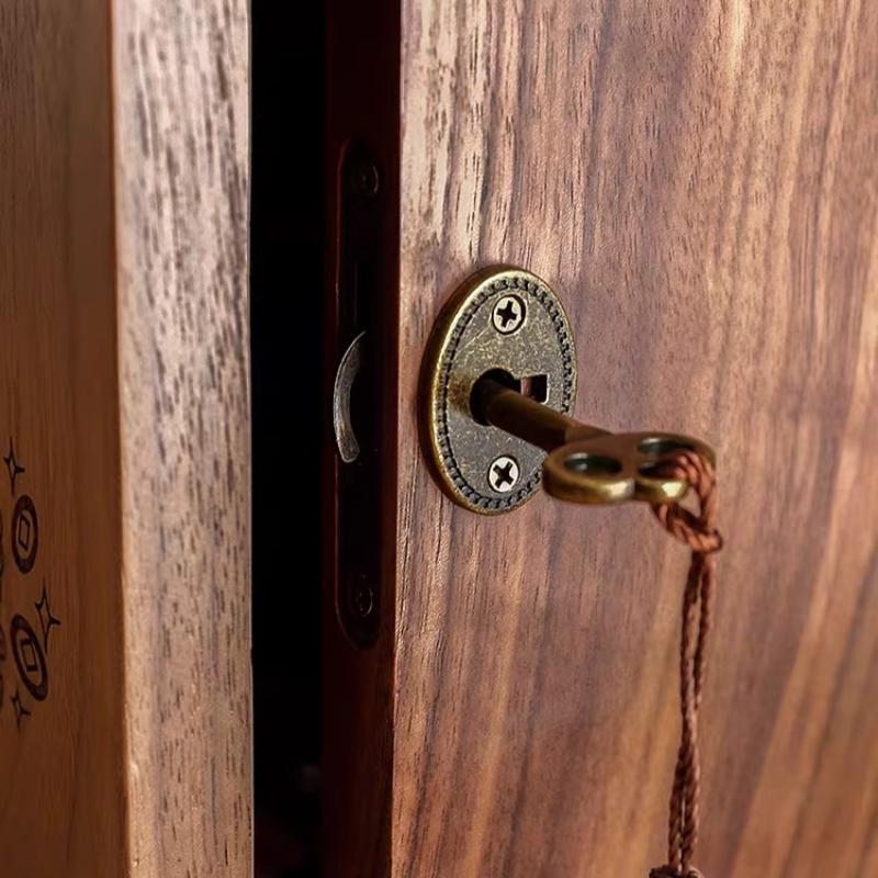 Walnut Wood Money Boxes Children Closed Piggy Bank Home Decor Storage Box with Lock Children's Room Decorative Ornaments