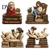 Graduation Gifts for Students Wooden Reading Figurine Ornament, 2D Flat Decorative Signs Book Lovers, Birthday Presents Librarians Literary Decoration