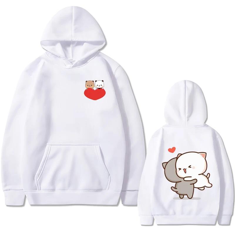 Cartoon Couple Graphic Hoodies for Women Men Clothing Cute Anime Printed Hooded Pullover Long Sleeves Fleece Streetwear