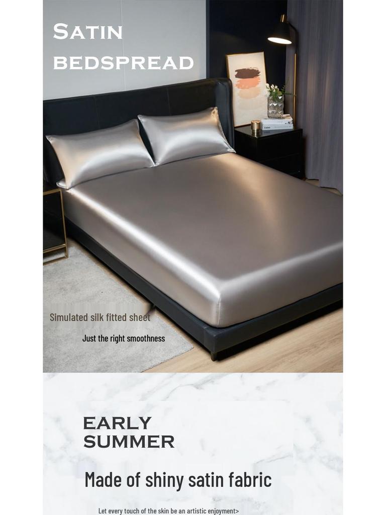 Internationales Spannbettlaken aus Imitationsseide, Einzelmatratzenbezug, Tagesdecke & Schutz