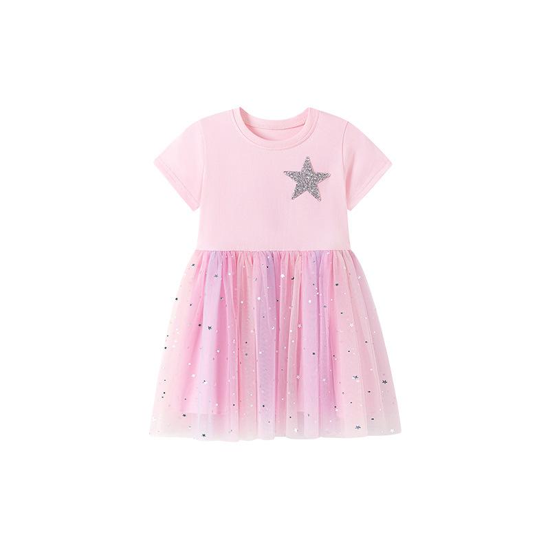 Toddler Tutu Dress for Girls Tulle Dresses Ruffle Tiered Swing Twirly Summer Sundress Short Sleeves Casual Party Tulle Sundress for Kids