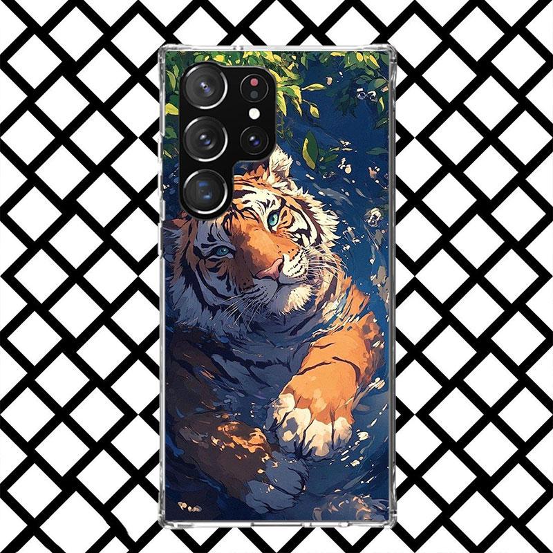 Superior Tiger Pattern Art Phone Case for Samsung Galaxy S26 S25 Edge S24 S23 Ultra S22 Plus S21 FE S20 + Soft Cover Print Funda